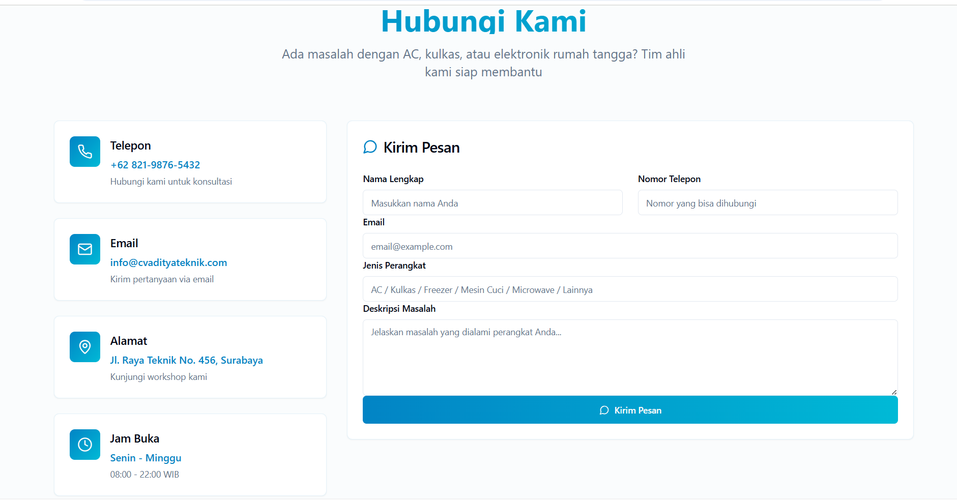 Dashboard: Tabel real-time