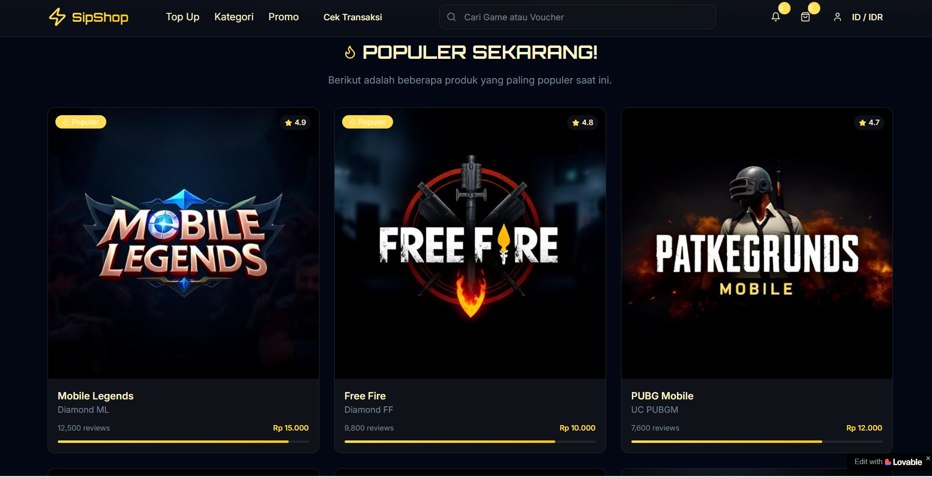 Landing: Fitur produk